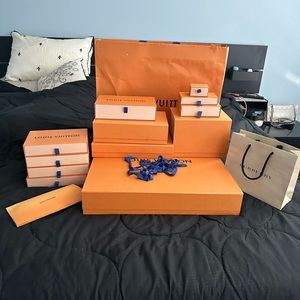 Authentic Louis Vuitton boxes and shopping bag